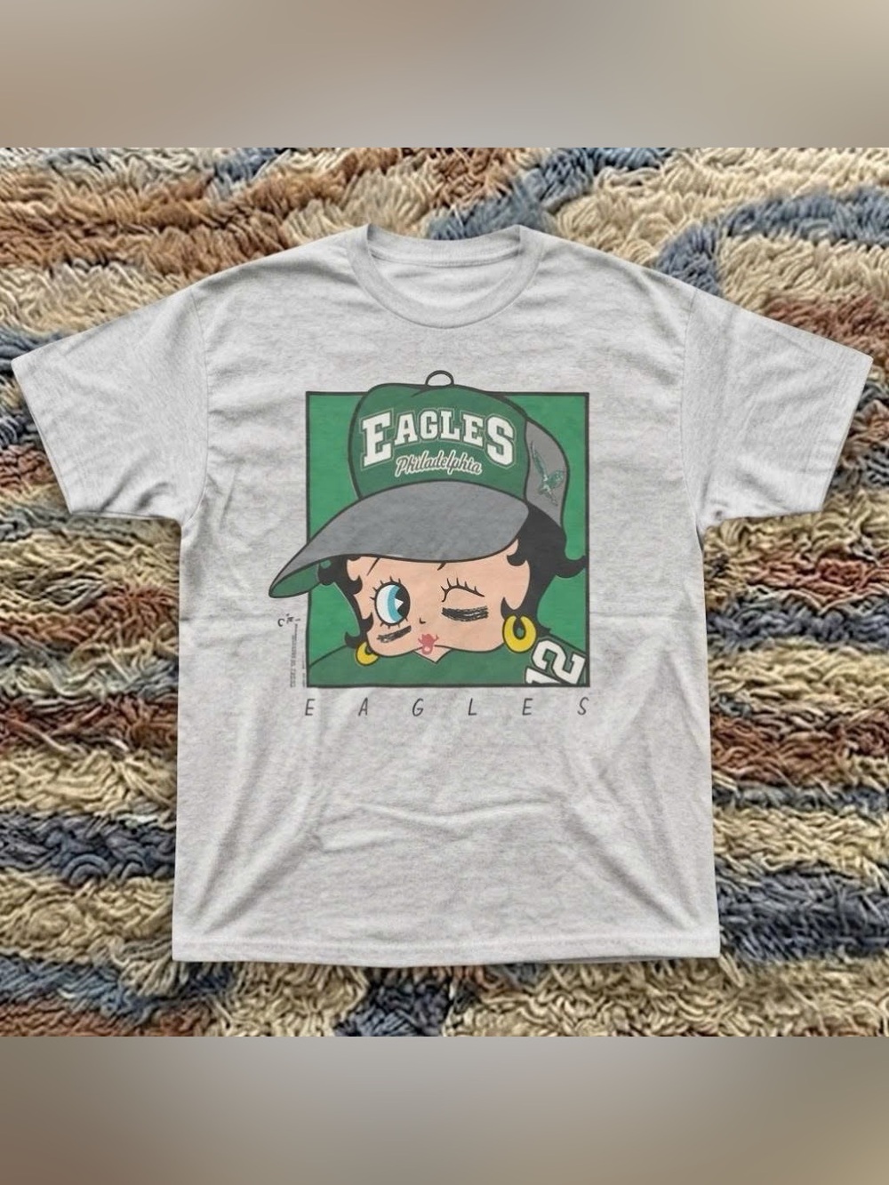 Vintage White Eagles Betty Character Tee - Green Graphic